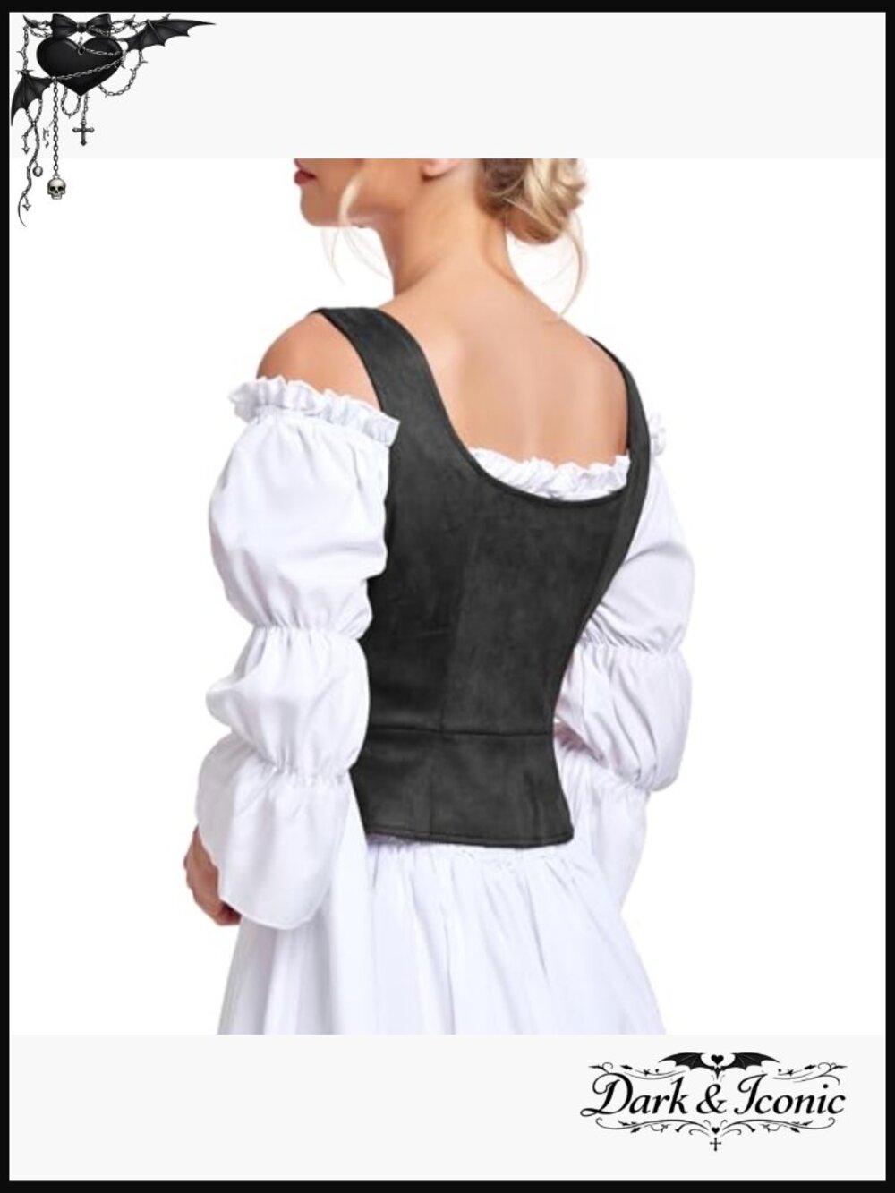 Renaissance Corset Vest Pirate Costume Medieval Lace Up Top - Picture 3 of 7